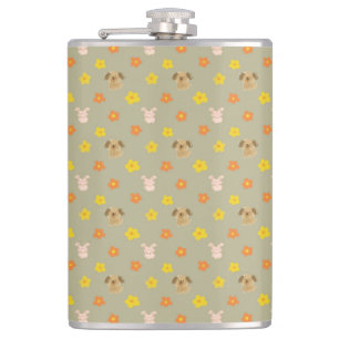 Bunny and puppy pattern hip flask