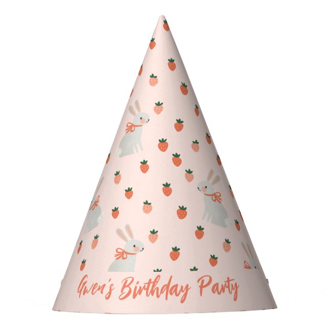 Bunny and Strawberry Party Hat (Front)