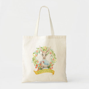 Bunny and Tulip Wreath Happy Easter Tote Bag
