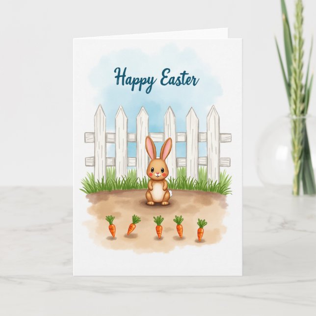 Bunny And Veggies Springtime Card (Front)