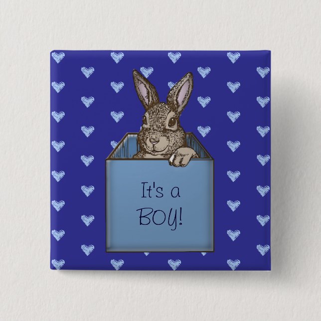 bunny announcement 15 cm square badge (Front)