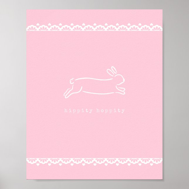 Bunny Art, Spring Art, Easter Art (Pink) Poster (Front)