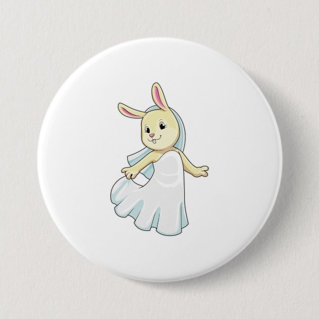 Bunny as Bride with Veil 7.5 Cm Round Badge (Front)