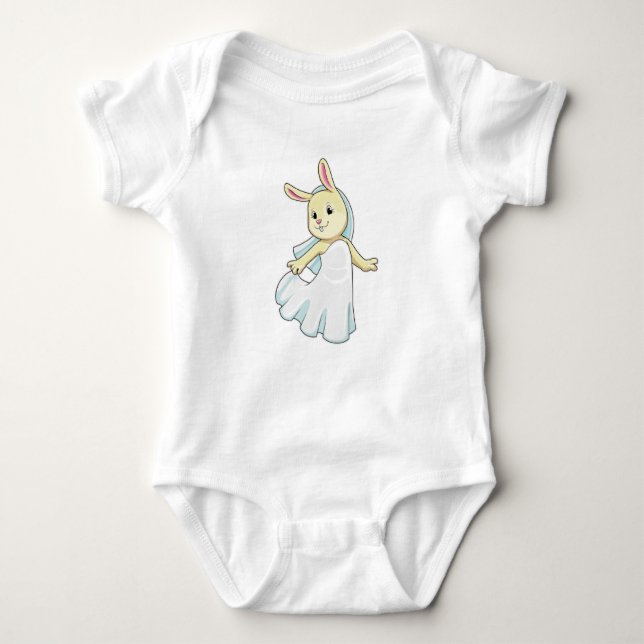 Bunny as Bride with Veil Baby Bodysuit (Front)