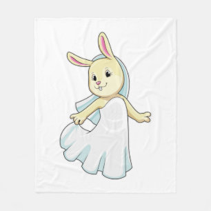 Bunny as Bride with Veil Fleece Blanket