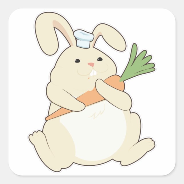 Bunny as Cook with Carrot Square Sticker (Front)