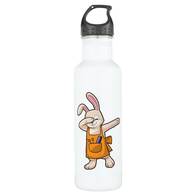 Bunny as Hairdresser with Comb & Scissors 710 Ml Water Bottle (Front)