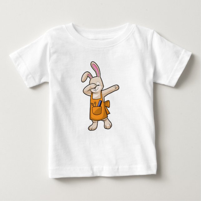 Bunny as Hairdresser with Comb & Scissors Baby T-Shirt (Front)