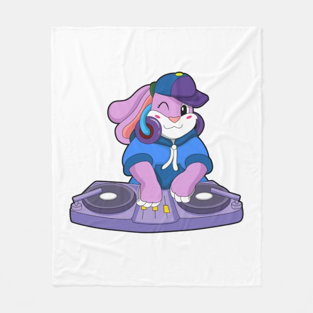 Bunny as Musician with Mixer Fleece Blanket (Front)