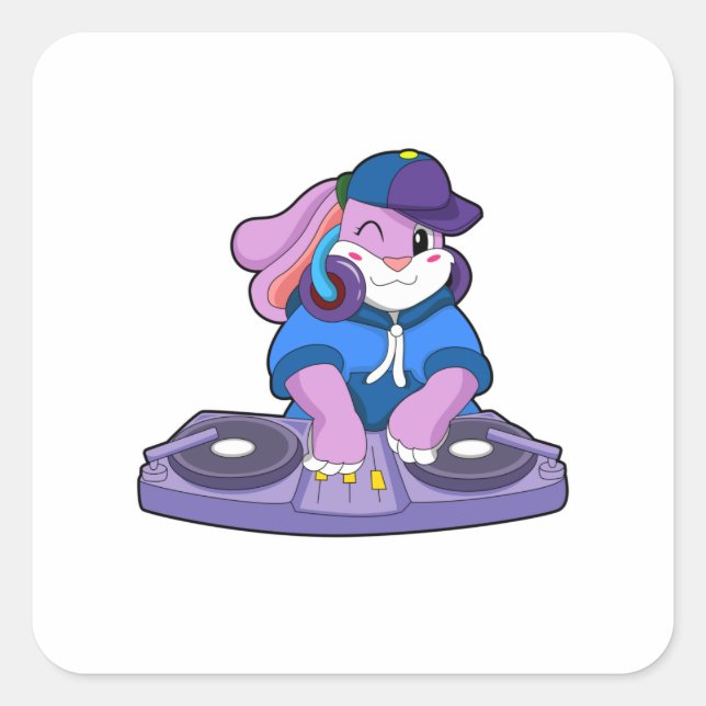 Bunny as Musician with Mixer Square Sticker (Front)