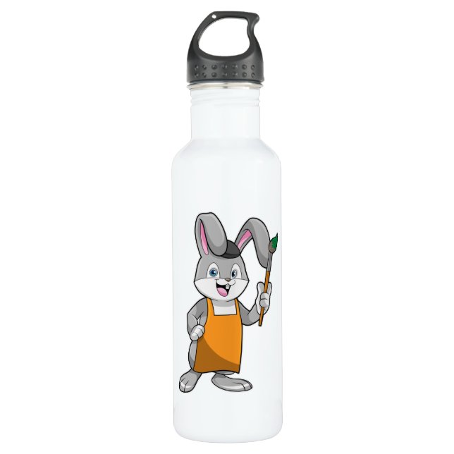 Bunny as Painter with Paint brush 710 Ml Water Bottle (Front)