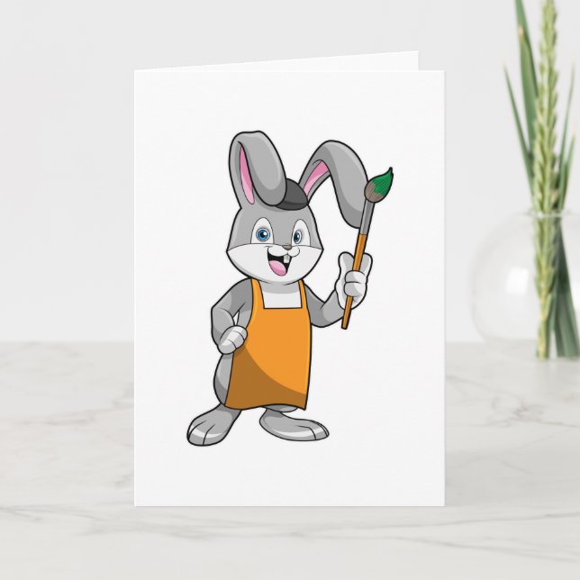 Bunny as Painter with Paint brush Card (Front)