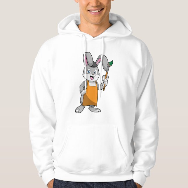 Bunny as Painter with Paint brush Hoodie (Front)