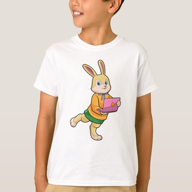 Bunny as Secretary with Laptop T-Shirt (Front)