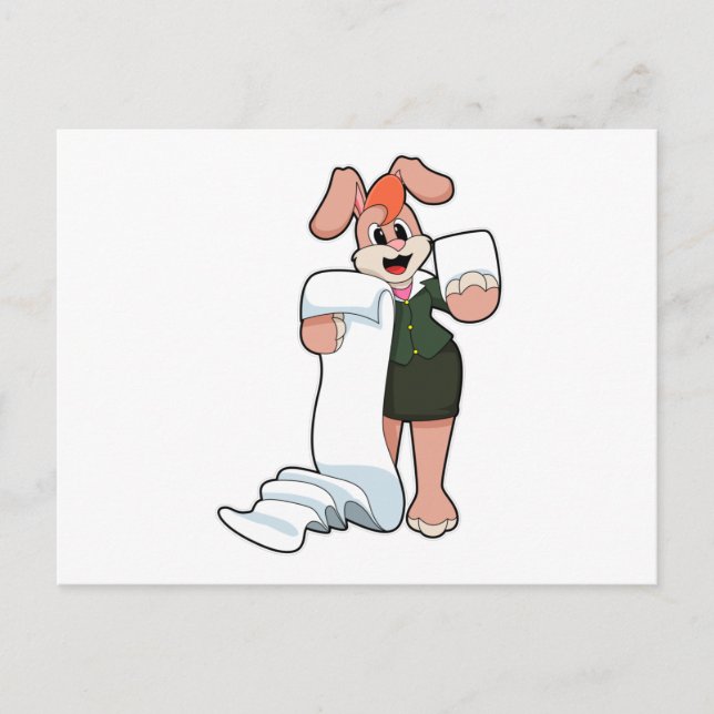Bunny as Secretary with Paper Postcard (Front)