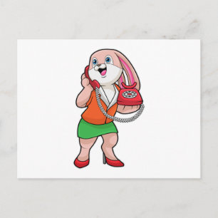 Bunny as Secretary with Phone Postcard