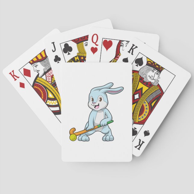 Bunny at Field hockey with Hockey stick Playing Cards (Back)