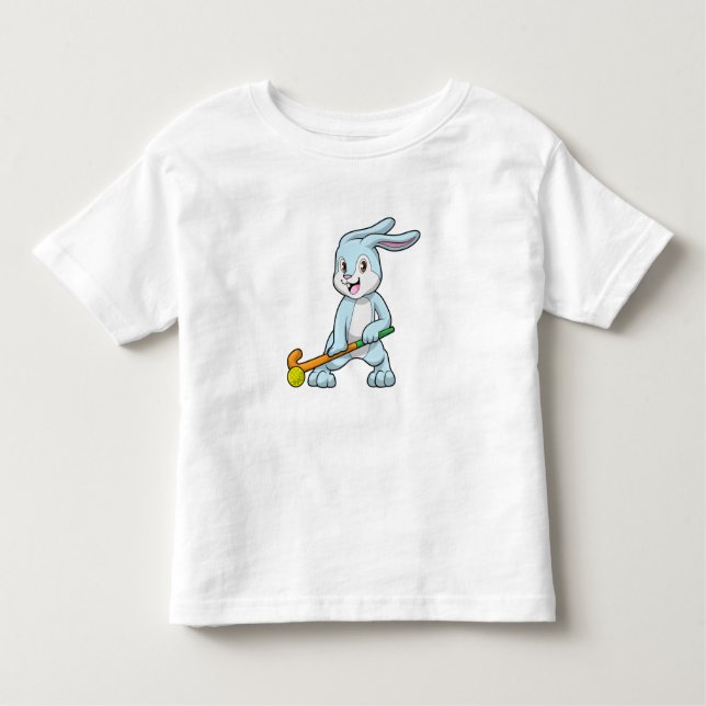 Bunny at Field hockey with Hockey stick Toddler T-Shirt (Front)