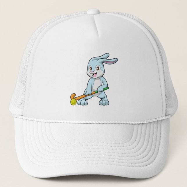 Bunny at Field hockey with Hockey stick Trucker Hat (Front)