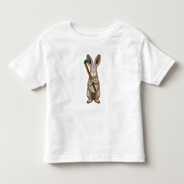 Bunny at Hockey with Hockey stick Toddler T-Shirt (Front)