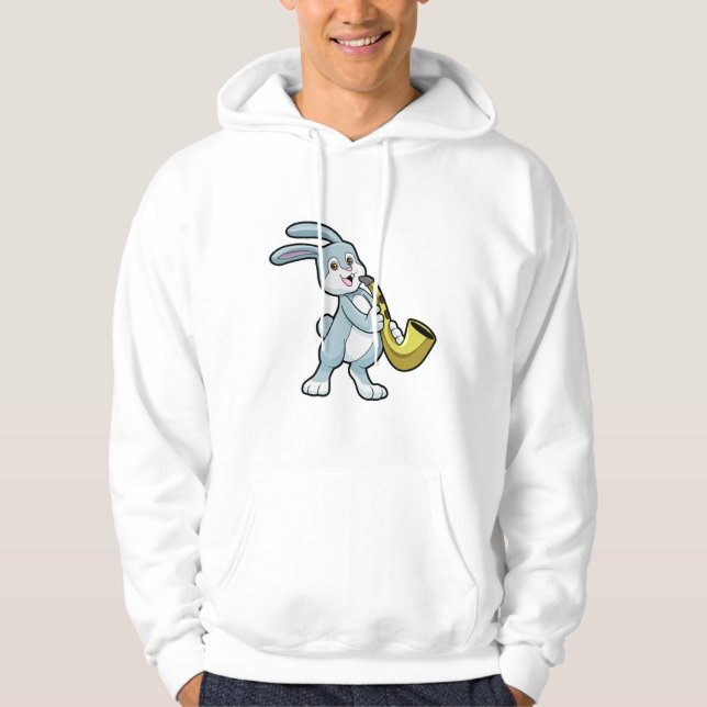 Bunny at Music with Saxophone Hoodie (Front)