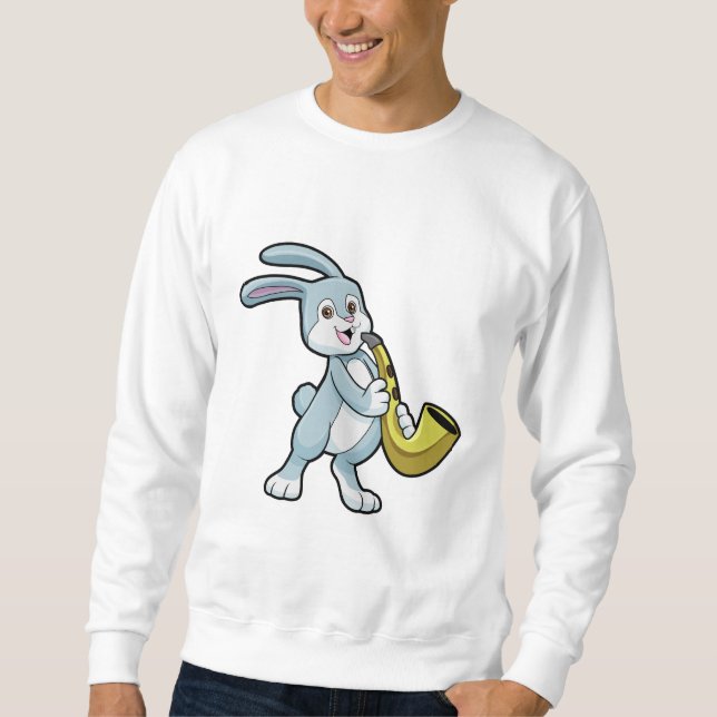 Bunny at Music with Saxophone Sweatshirt (Front)