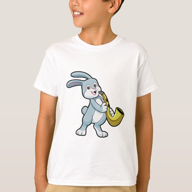 Bunny at Music with Saxophone T-Shirt (Front)