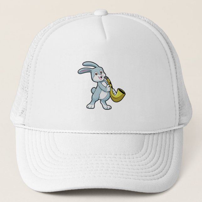 Bunny at Music with Saxophone Trucker Hat (Front)