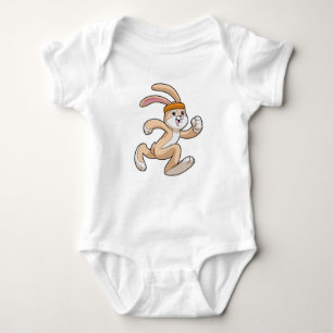 Bunny at Running with Headband Baby Bodysuit