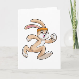 Bunny at Running with Headband Card