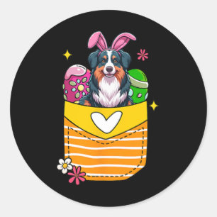 Bunny Australian Shepherd Easter Chocolate Eggs In Classic Round Sticker