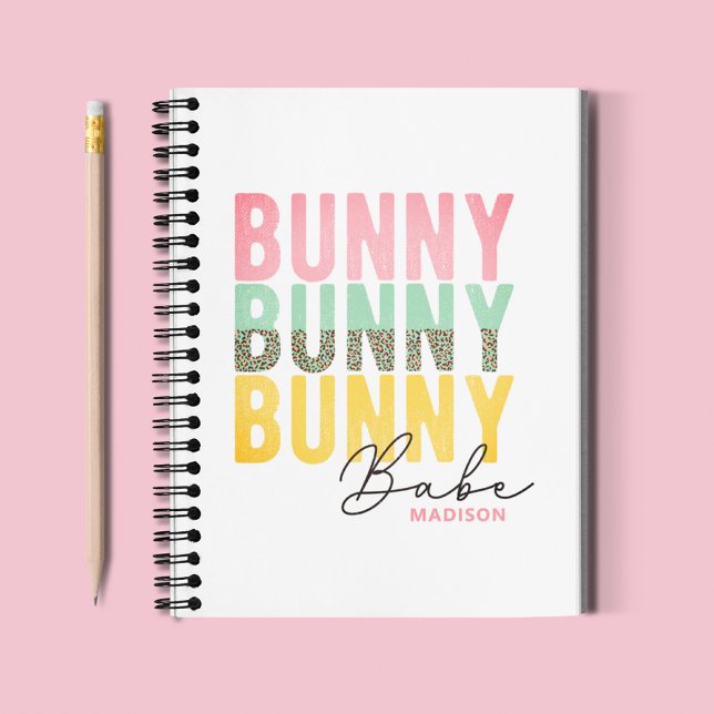 Bunny Babe Cute Modern Girly Easter Personalised Notebook (Creator Uploaded)