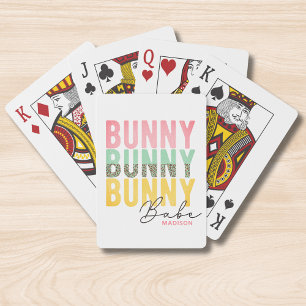 Bunny Babe Cute Modern Girly Easter Personalised Playing Cards