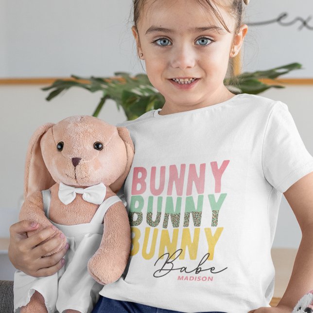 Bunny Babe Cute Modern Girly Easter Personalized T-Shirt (Creator Uploaded)