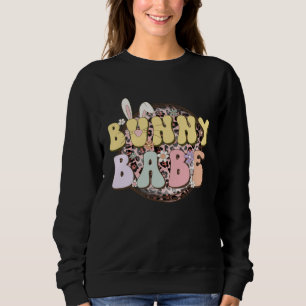 Bunny Babe Rabbit Ear Buffalo Plaid Retro Groovy E Sweatshirt