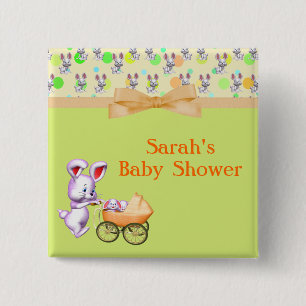 Bunny Babies,Creamy Colours Baby Shower 15 Cm Square Badge
