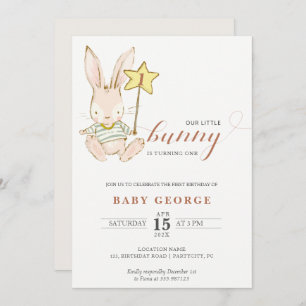 Bunny baby birthday Invitation