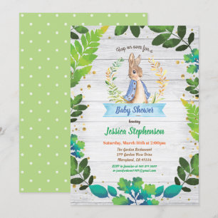 Bunny baby boy shower invitation. Spring Easter Invitation