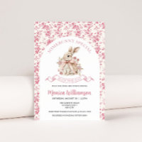 Bunny Baby Girl Shower Invitation Toile