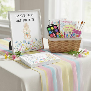 Bunny Baby Shower “Baby's First Art Supplies" Poster