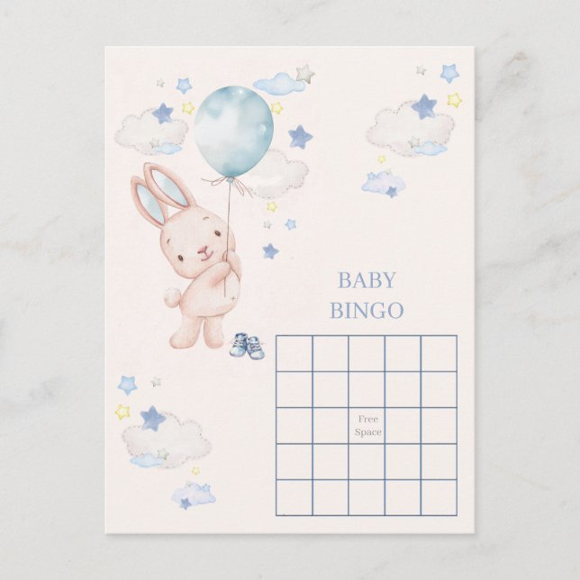 Bunny Baby Shower Boy Game Postcard (Front)