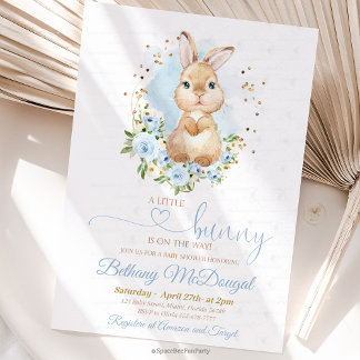 Bunny baby shower Boy Invitation
