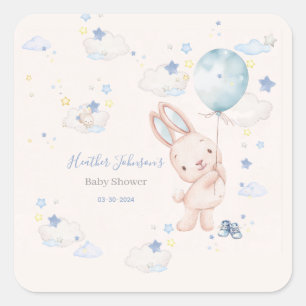 Bunny Baby Shower Boy Square Sticker