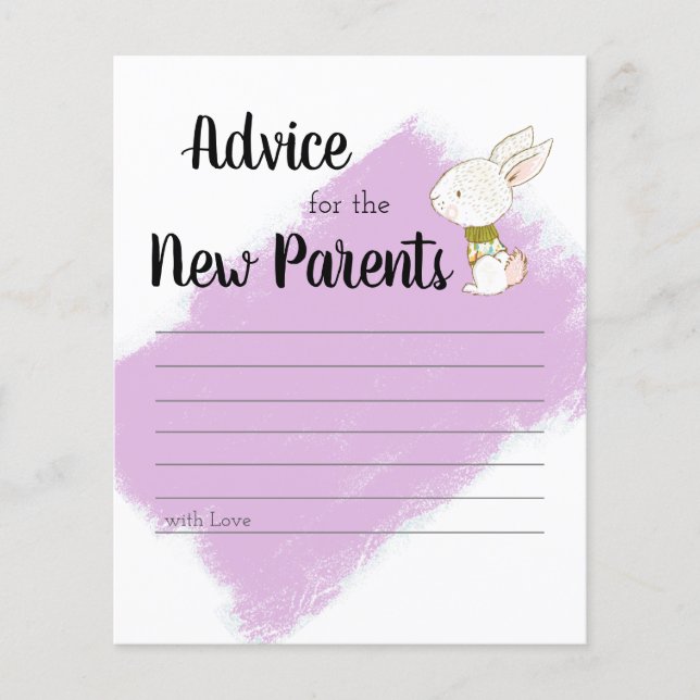 Bunny Baby Shower Game - Advice Flyer (Front)