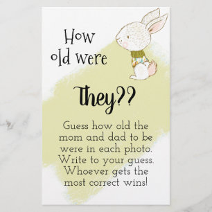 Bunny Baby Shower Game - How old are they Flyer