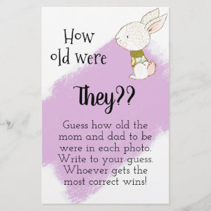 Bunny Baby Shower Game - How old are they Flyer