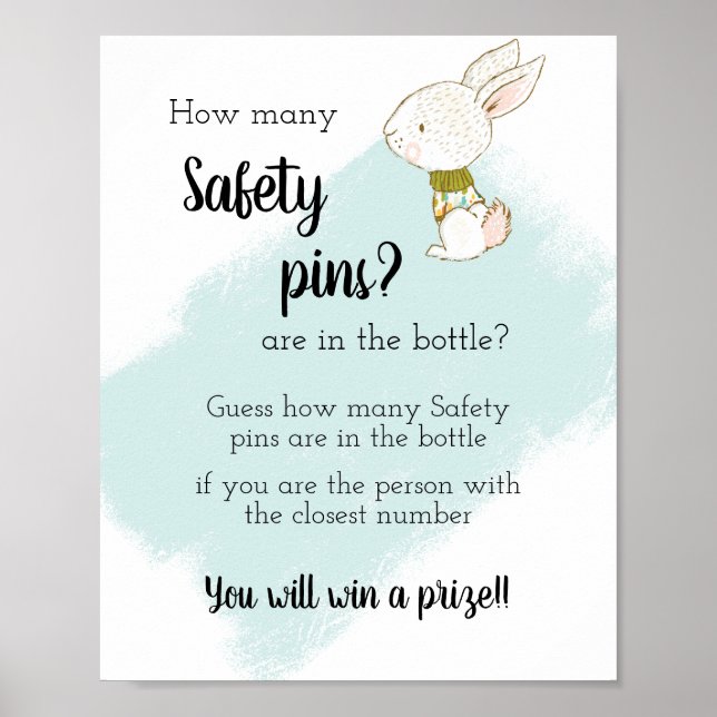 Bunny Baby Shower Game Poster (Front)