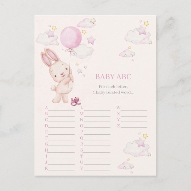 Bunny Baby Shower Girl Game Postcard (Front)