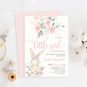 Bunny Baby Shower Girl Invitation