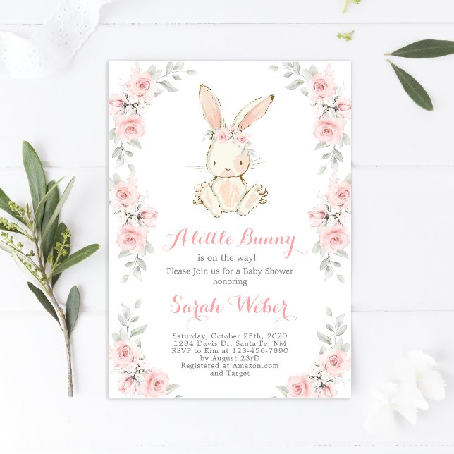 Bunny baby shower girl invitation (Creator Uploaded)